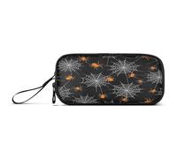 RPLIFE Orange Spiders White Webs Black Basic Pencil Case, Big Pencil Bag, Pencil Pouch with Handle