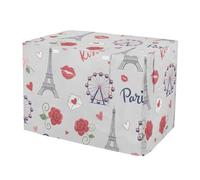 RPLIFE Paris Roses Grey Pet Crate Cover with Roll-up Sides, Breathable Indoor Dog Crate Cover for Medium Dogs, Small