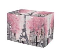 RPLIFE Paris Tower Pink Dog Crate Cover S-XL Washable Pet Kennel Cover with Mesh Windows, Reduces Barking, Large