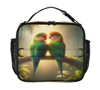 RPLIFE Parrot Tropical Love Birds Cooler Lunch Bag 11.2 x 3.5 x 9.8 In, Portable Cooler Bag Insulated for School Office Picnic Beach