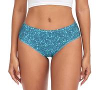 RPLIFE Pearl Glitter Womens Brief, Breathable Panty, Comfort Underwear, Soft Underwear, Turquoise Blue Glitter, XL