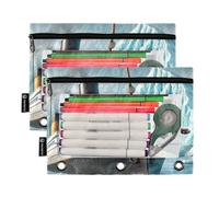 RPLIFE Pencil Pouch for 3 Ring Binder, 2 Pack Cloth Binder Pouch, Back to School Essentials, 9.8 In × 7″ In (One Size x 2), Cute Cats Titanic Kitten