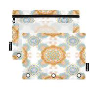 RPLIFE Pencil Pouch for 3 Ring Binder, 2 Pack Large Pvc Pouch, Back to School Essentials, 9.8 In × 7″ In (One Size x 2), Mandalas Floral