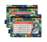 RPLIFE Pencil Pouch for 3 Ring Binder, 2 Pack, Soft Big Pencil Pouch for Binder, Back to School Essentials, 9.8″ × 7″, Cute Cartoon Turtles Starry Space