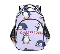 RPLIFE Personalized Cute Penguin Lavender Purple Backpack for School Boys Girls, Boys Elementary School Backpack, Cute Penguin Lavender Purple, 15 inches, Traditional Backpacks