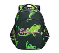 RPLIFE Personalized Funny Green Frogs Kids School Backpack for Boys Girls, Durable School Backpack, Funny Green Frogs, 15 inches, Traditional Backpacks