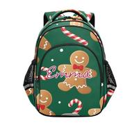 RPLIFE Personalized Gingerbread Men Green Kids Backpack for Girls Boys, Kids Backpack Boys Elementary School, Gingerbread Men Green, 15 inches, Traditional Backpacks
