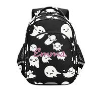 RPLIFE Personalized Halloween White Ghosts Black Backpack for School Boys Girls, Kids Laptop Backpack, Halloween White Ghosts Black, 15 inches, Traditional Backpacks