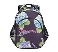 RPLIFE Personalized Hydrangea Lavender Purple Blue Kids Backpack for Girls Boys, Boys Elementary School Backpack, Hydrangea Lavender Purple Blue, 15 inches, Traditional Backpacks