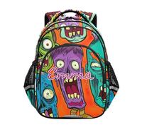 RPLIFE Personalized Monster Zombie Cartoon Kids School Backpack for Boys Girls, Backpack Elementary School, Monster Zombie Cartoon, 17 Inch, Traditional Backpacks