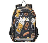 RPLIFE Personalized Palm Tree Name Backpack Dinosaurs Kids Book Bag, Kids Backpack for Girls Primary School, Beer Sausage, Rozmiar uniwersalny, Traditional Backpacks