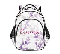 RPLIFE Personalized Purple Floral Lavender Blooms Backpack for School Boys Girls, Elementary Kids Backpack, Purple Floral Lavender Blooms, 17 Inch, Traditional Backpacks
