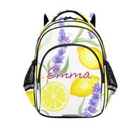 RPLIFE Personalized Purple Lavender Lemon Yellow White Backpack for School Boys Girls, Durable Backpack for Girls, Purple Lavender Lemon Yellow White, 15 inches, Traditional Backpacks