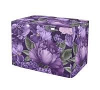 RPLIFE Pet Cage Cover with Openings, Purple Peonies Water-Resistant Dog Create Cover, Medium
