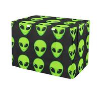 RPLIFE Pet Crate Cover with Roll-up Sides, Green Aliens Black Breathable Dog Cage Covers, Medium