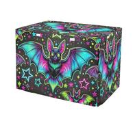 RPLIFE Pet Crate Cover with Roll-up Sides, Halloween Neon Bat Washable Dog Cage Covers, Medium