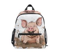 RPLIFE Piggy Mud Pig Toddler Girl Backpack with Name Tag, Kindergarten Backpacks, 3-8 Years, Piggy Mud Pig, M, Cute Backpacks