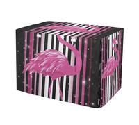 RPLIFE Pink Flamingo Stripes Dog Crate Covers Universal Size Fit, Crate Cover for Dog, Medium