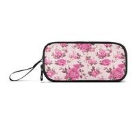 RPLIFE Pink Floral Roses Peonies Light Pink Pencil Pen Pouch, Big Pencil Case, Boys Pencil Case