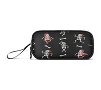 RPLIFE Playful Dancing Skeletons Bones Black Case for Pencils, Pencil Pouch Large Capacity, Cute Pencil Pouches for Girls