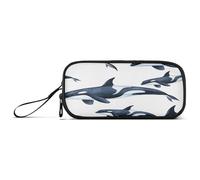 RPLIFE Playful Orcas White Pencil Pouch Pack, Classic Pocket Pencil Case, College Pencil Pouch