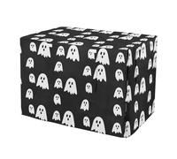 RPLIFE Playful White Ghosts Black Pet Crate Cover with Roll-up Sides, UV-Resistant Crate Covers, Small