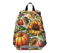 RPLIFE Pumpkins Sunflowers Strawberries Mini Toddler Backpack for Girls Boys Kids School Backpacks Travel Bookbag 3-6 Years, Medium