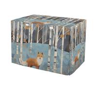 RPLIFE Red Fox Fall Trees Pet Crate Cover with Roll-up Sides, Windproof Dog Crate Cover Indoor Use, Large