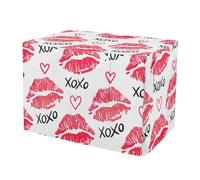 RPLIFE Red Kiss Love White Pet Cage Cover with Openings, Wind-Resistant Travel Dog Crate Cover, Medium