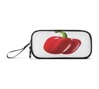 RPLIFE Red Pepper White Pencil Case Pouch, Large Capacity Pencil Pouch, Divided Pencil Case