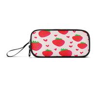 RPLIFE Red Strawberries Hearts Pink Case for Pencils, Divided Pencil Case, Pencil Bag Kids