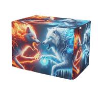RPLIFE Red Wolf Vs Blue Wolf Dog Crate Cover Easy to Install, Pet Crate Cover with Roll-up Sides, Large