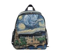 RPLIFE Retro Eiffel Tower Starry Sky Toddler Boy Backpack with Name Tag, Little Kid's Backpacks, 3-8 Years, Retro Eiffel Tower Starry Sky, M, Cute Backpacks