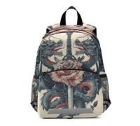RPLIFE Rose Two Dragons Wrapped Toddler Backpack for Girls Boys, Mini Preschool Backpacks Kids Backpacks 3-6 Years, Medium