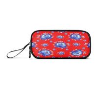 RPLIFE Russian Folk Floral Blue White Red Pencil Pouches, Pencil Pouch Canvas, Pencil Case Kids