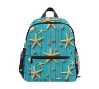 RPLIFE Rustic Starfish Teal Toddler Backpack for Girls Boys, Mini Backpack, Rustic Starfish Teal, S, Cool Soccer Print Backpacks