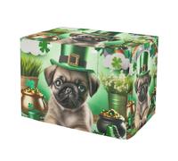 RPLIFE Saint Patrick Day Cute Pug Puppy Dog Crate Cover Universal Size Fit, Pet Cage Cover with Mesh Windows, Small