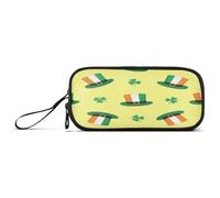 RPLIFE Shamrock Clovers Irish Hats Pencil and Pen Case, Elastic Pencil Pouch, Cute Pencil Cases