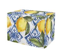 RPLIFE Sicilian Style Lemons Blue Flowers Dog Crate Cover Universal Size Fit, Pet Cage Cover with Openings, X-Large