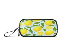 RPLIFE Sliced Yellow Lemons Light Blue Pastel Pencil Case, Pencil Pouch Large Capacity, Zippered Pencil Pouch