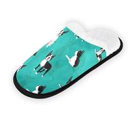 RPLIFE Spa Slippers, Space Pattern Planets Stars Cotton Slippers, Comfortable House Slippers for Women Home Shoes for Women, Boston Terrier Cute Dogs, M