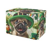 RPLIFE St Patrick Day Cute Pug Puppy Pet Cage Cover with Mesh Windows, Wind-Resistant Dog Cage Covers, Small
