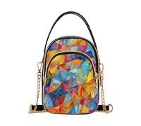 RPLIFE Stained Glass Quilted Crossbody Handbag with Chain Strap, Women's Shoulder Bag Small Purse for Travel and Casual Outings