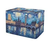 RPLIFE Starry Night London Dog Crate Cover Mesh Window Panels, Pet Cage Cover with Mesh Windows, Large