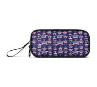 RPLIFE Striped Stars Us Flag Navy Pencil Case Pouch, Multi Pocket Pencil Case, College Pencil Bag