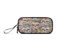 RPLIFE Sugar Skulls Vintage Flowers Basic Pencil Bag, Cloth Pencil Case, Pencil Case for Boys