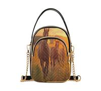RPLIFE Sunset Wild Horse Quilted Crossbody Handbag for Women, Small Shoulder Bag with Chain Strap, Ladies Travel Purse