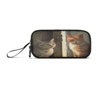 RPLIFE Suspicious Cats Basic Pencil Case, Multi Pocket Pencil Case, Long Pencil Case, Suspected Cats, one size, Artistic Style