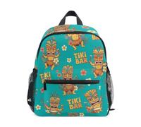 RPLIFE Tiki Masks Turquoise Toddler Backpack for Boys Girls Kids Backpacks, Tiki Masks Turquoise, M, Cool Soccer Print Backpacks