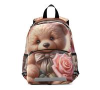 RPLIFE Toddler Boy Backpack with Leash, Cute Teddy Bear Travel Bookbag Mini Little Kid's Backpacks 3-6 Years, Medium